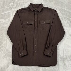 Vintage LL Bean Shirt Jacket Mens Large Tall Brown Chamois Cloth Flannel Shacket